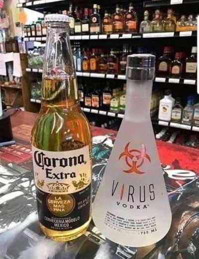 Пиво корона и водка вирус